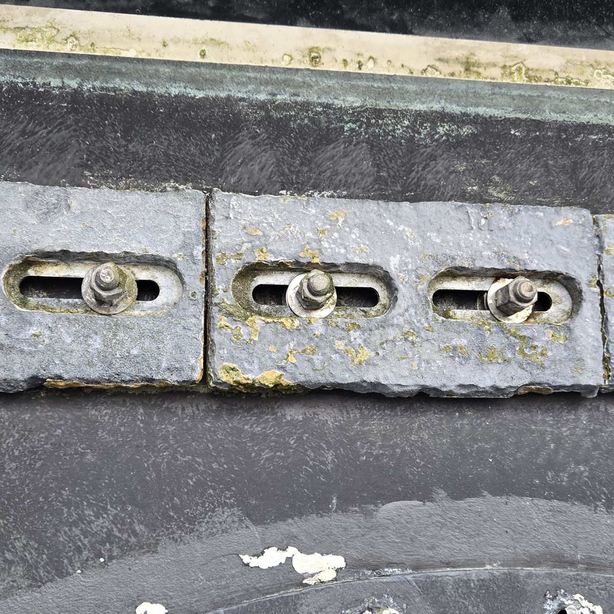 Worn hull anodes before replacement