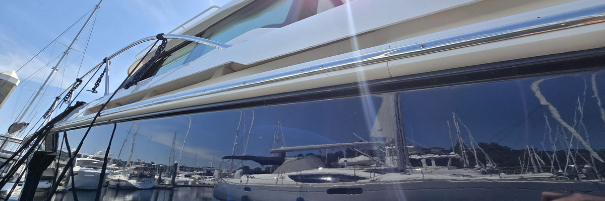 Motor yacht moored in a Seattle marina